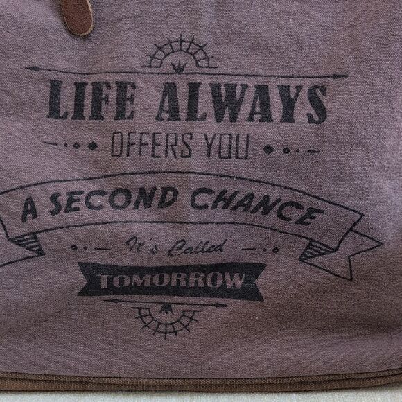 Myra Bag Upcycled Cotton & Cowhide Large Tote - Picture 3 of 12